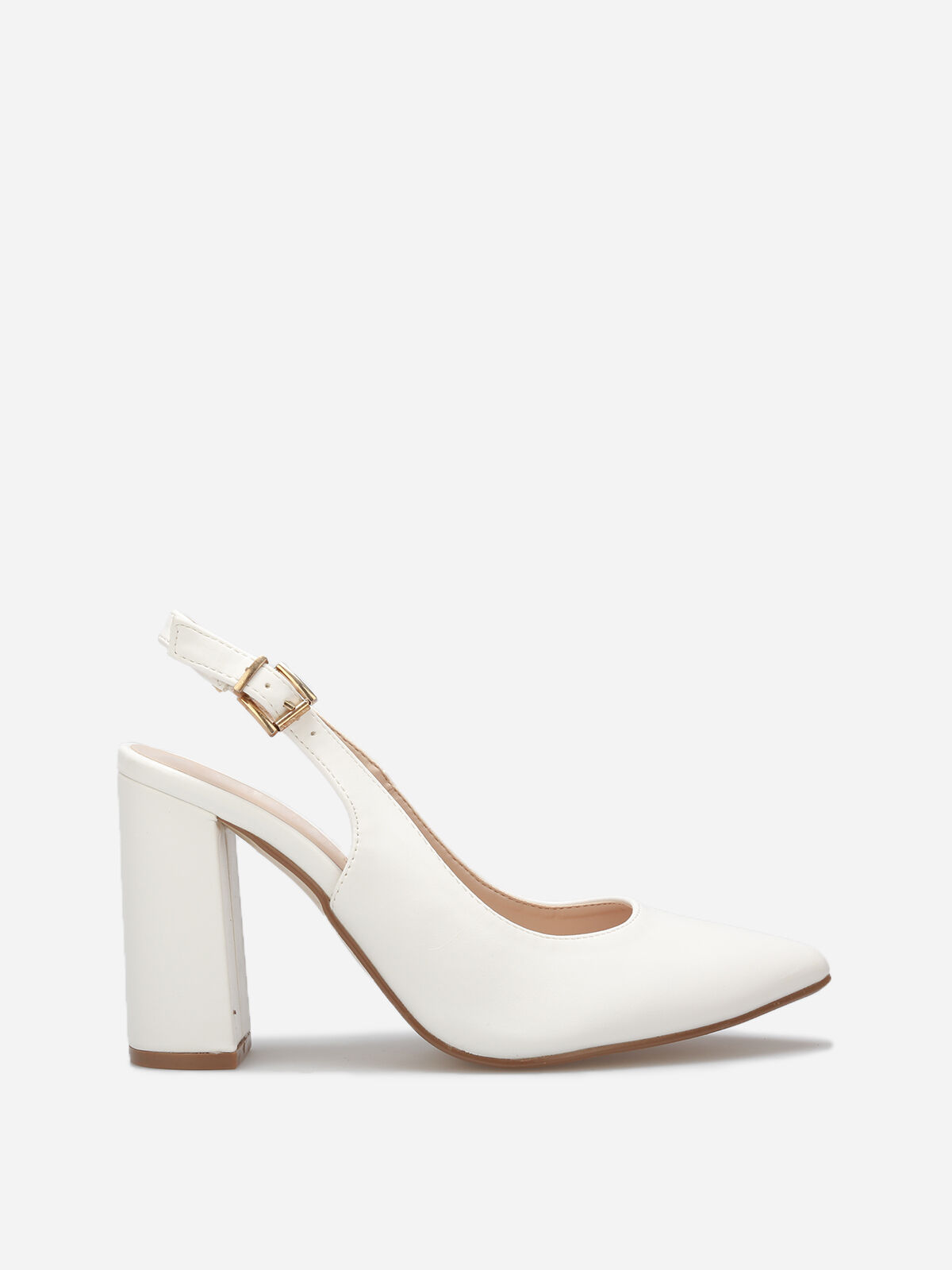 Escarpins pointus à bride arrière- Blanc