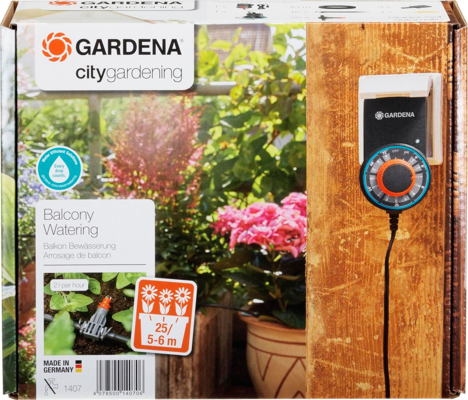 Gardena set voor volautomatische bloembakbesproeiing