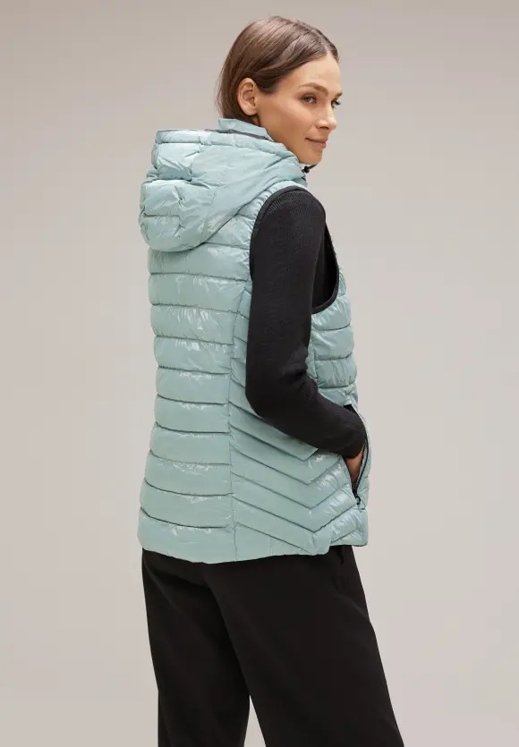 Glänzende Kurz-Steppweste - polar mint