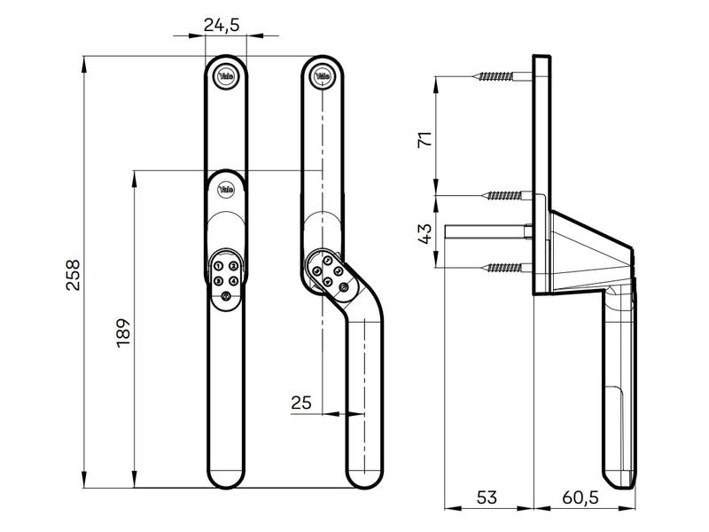 ASSA ABLOY Yale Code Handle Window Satinchrom Codeschloss für Terrassentüren und Fenster