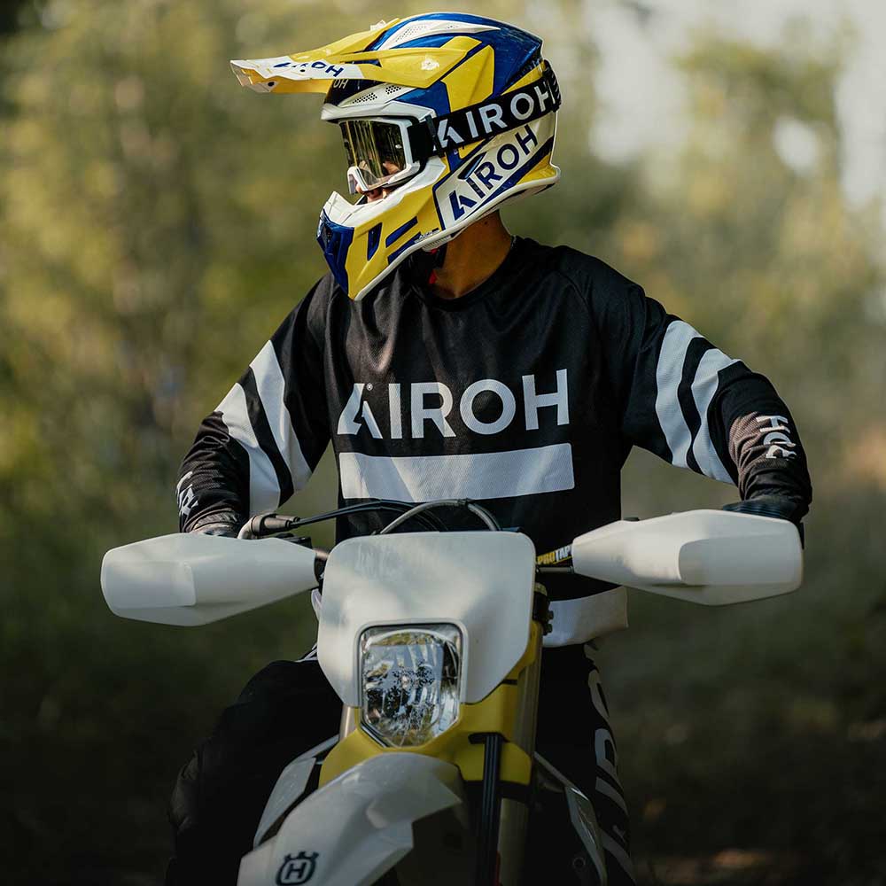 Airoh - Casque Aviator Ace 2 Sake Jaune / Bleu / Blanc / Brillant