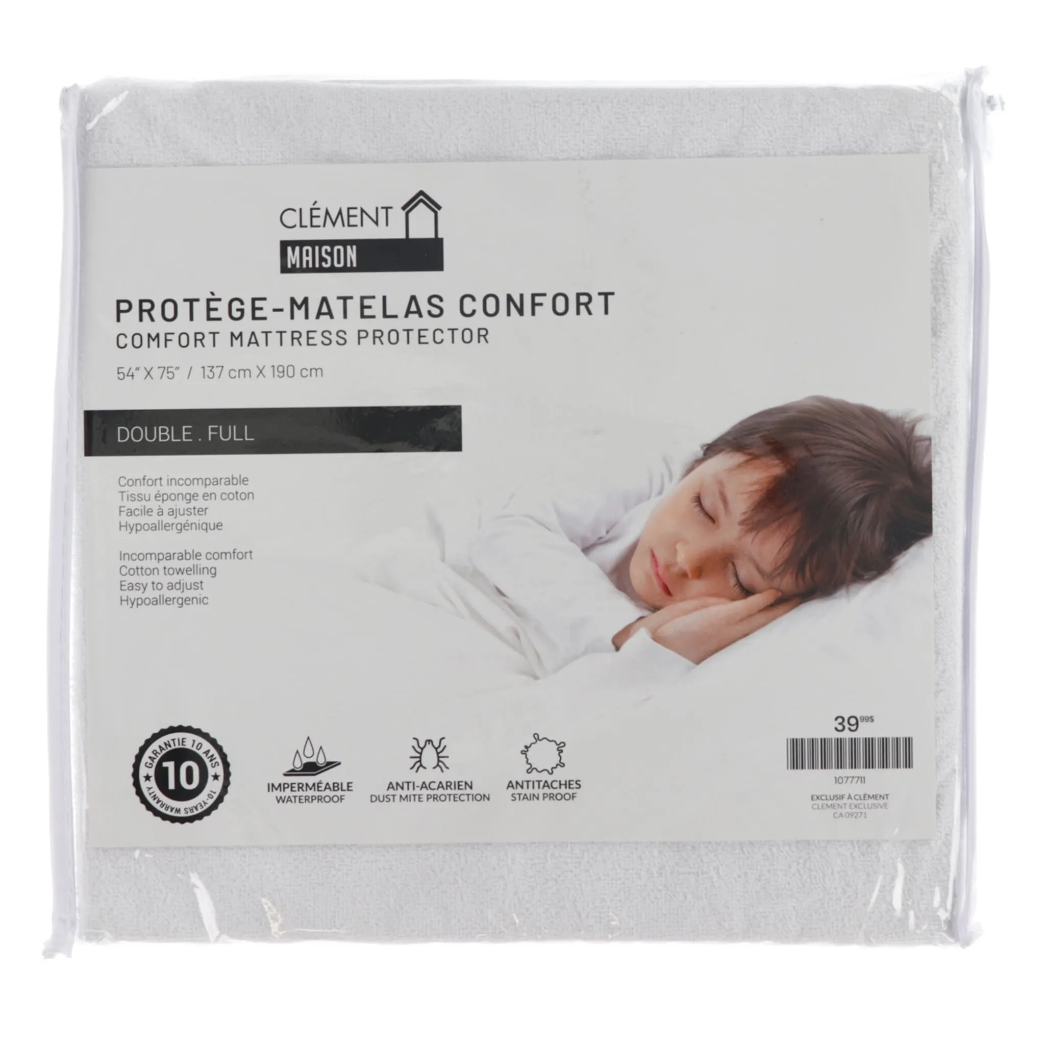 Clément - Maison Protège-Matelas Lit Double Imperméable