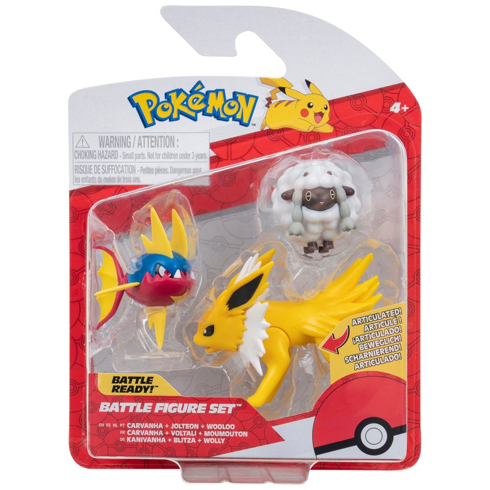 Pokémon-Kampffiguren-3er-Pack (Blitza, Carvanha, Wollo)