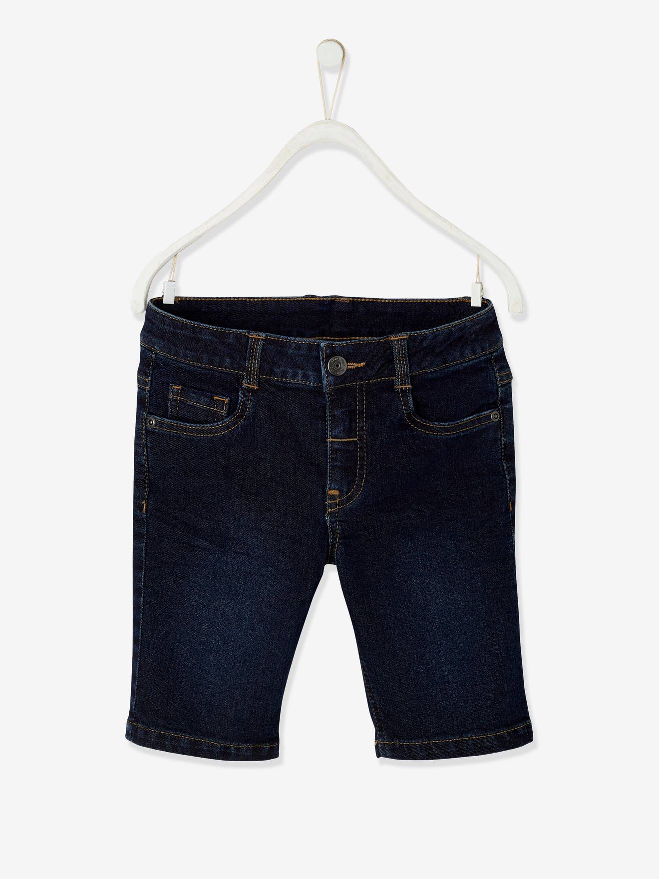 Bermuda jeans azul-escuro lavado para meninos