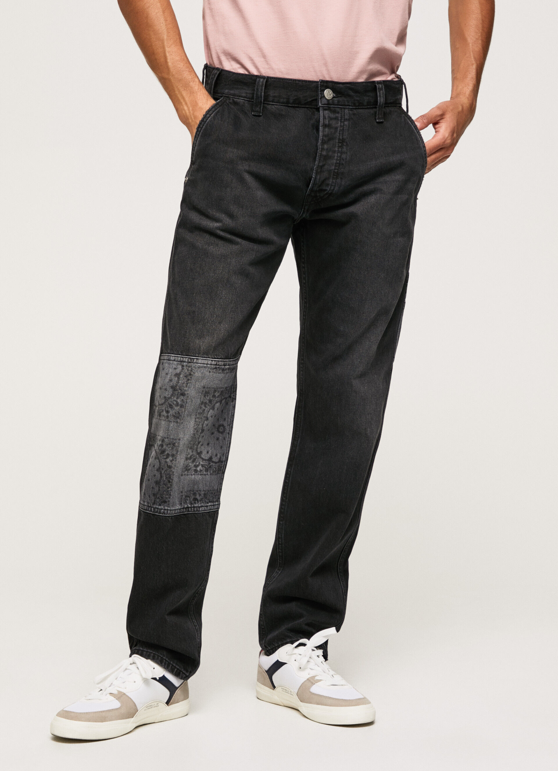 Calça jeans Jean Adams Relaxed Fit de cintura média - denim