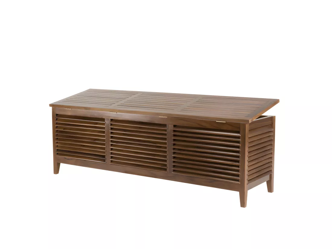 HANNA - Coffre de jardin piscine en bois teck huilé 200x55cm