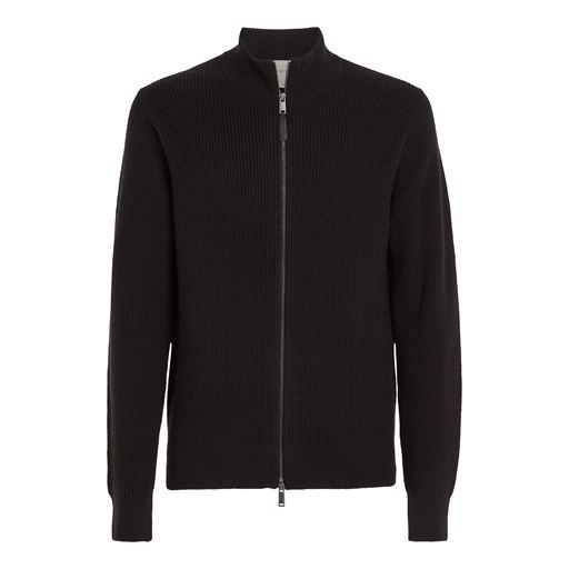Calvin Klein Merino Rib Zip Striktrøje, Black, M