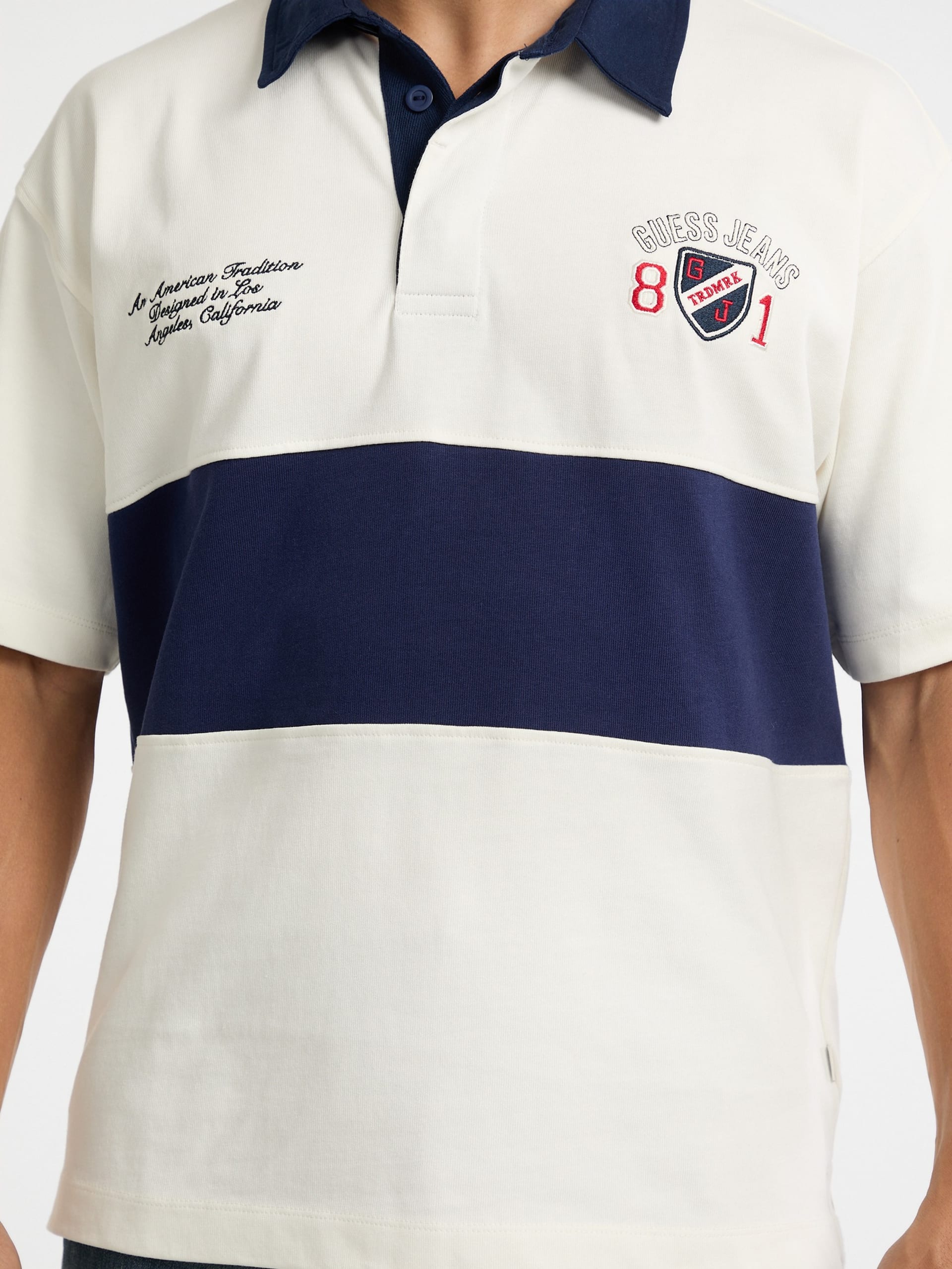 Polo de rugby de manga curta com logotipo