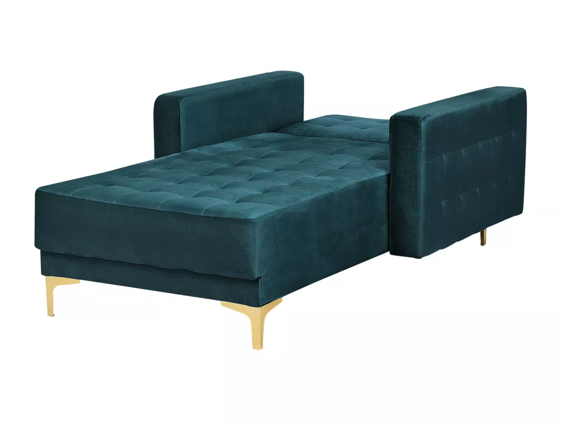 Chaise longue en velours bleu paon ABERDEEN