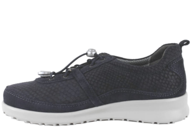 NEW FEET SKO I BLÅ KALVESKIND MED PRÆGNING