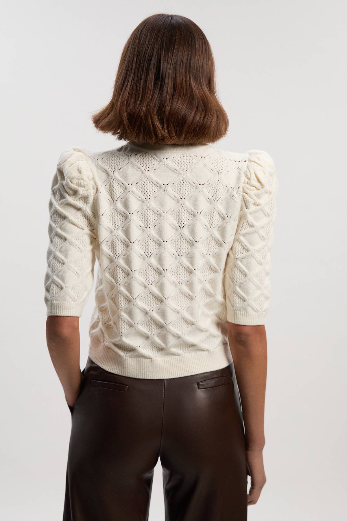 KarenMillen Haut à Manches Bouffantes Torsade