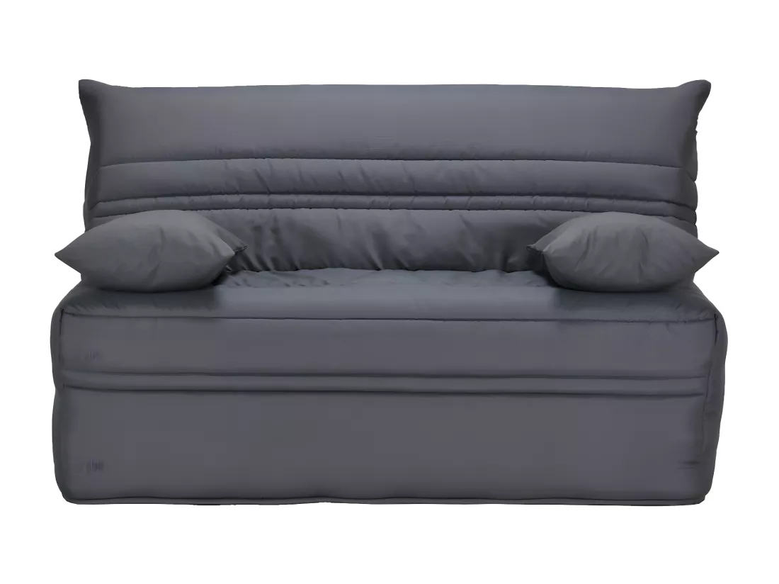 Canapé convertible BZ 100% coton fermeture assistée, 140x190 cm gris - CANYON III