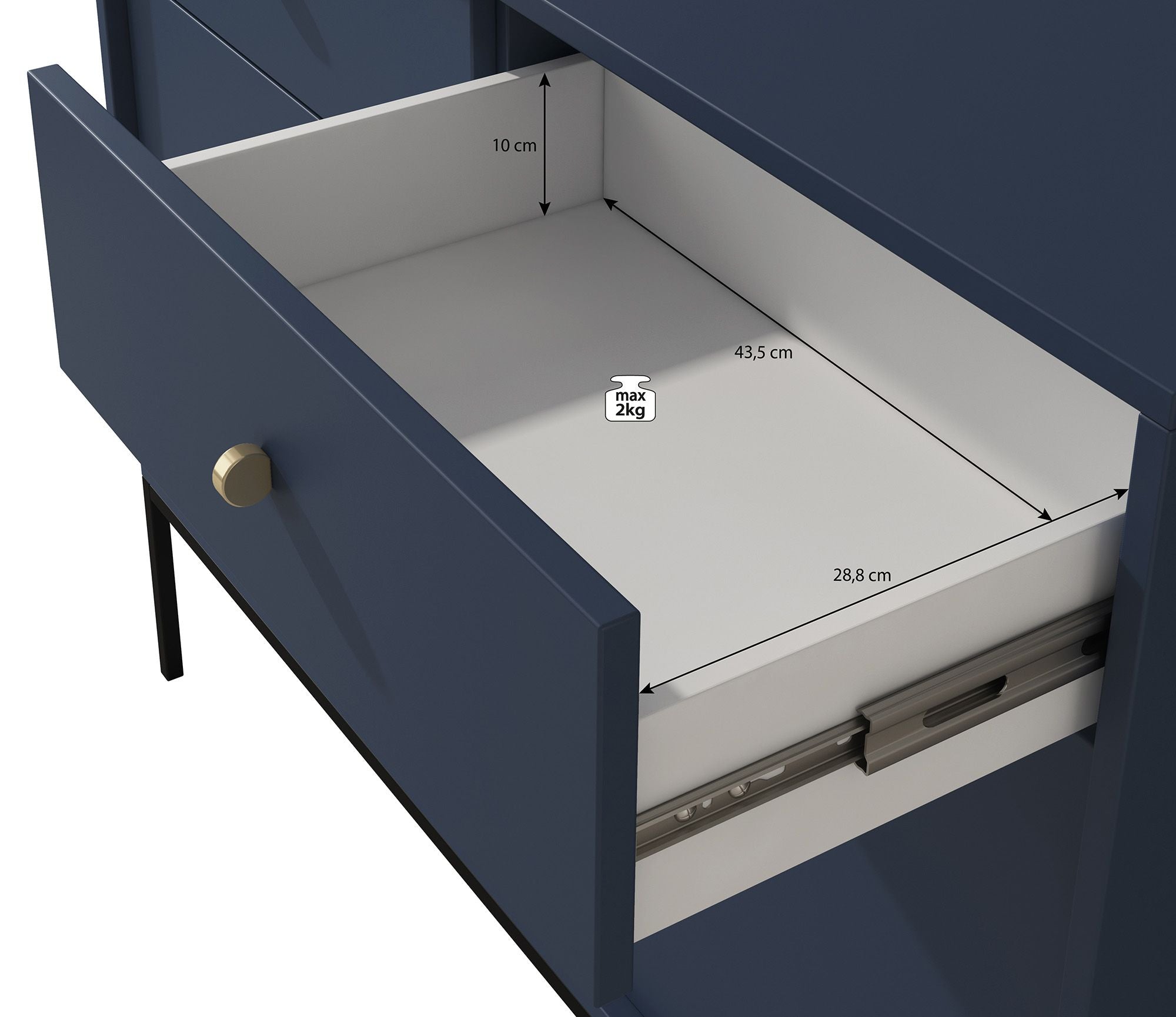 Meubella - Dressoir Moreno - Blauw - 104 cm