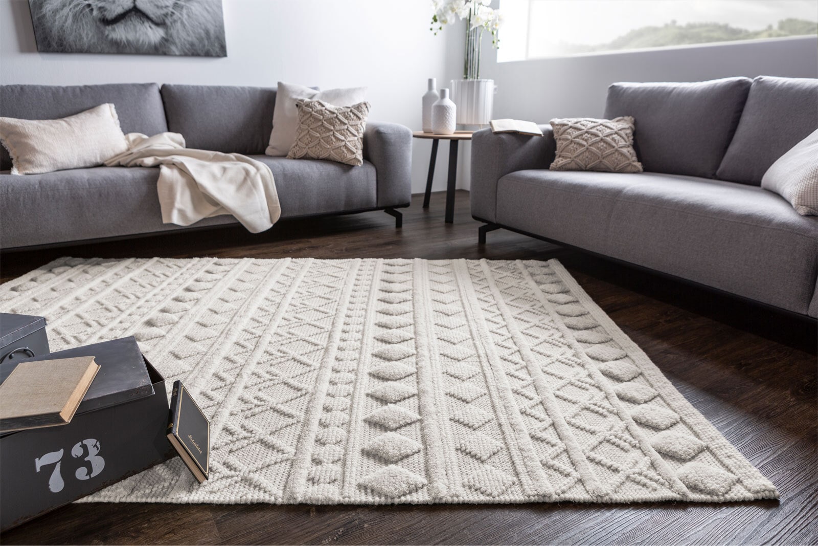 Teppich Kelim Stockholm 70 x 140 cm Creme