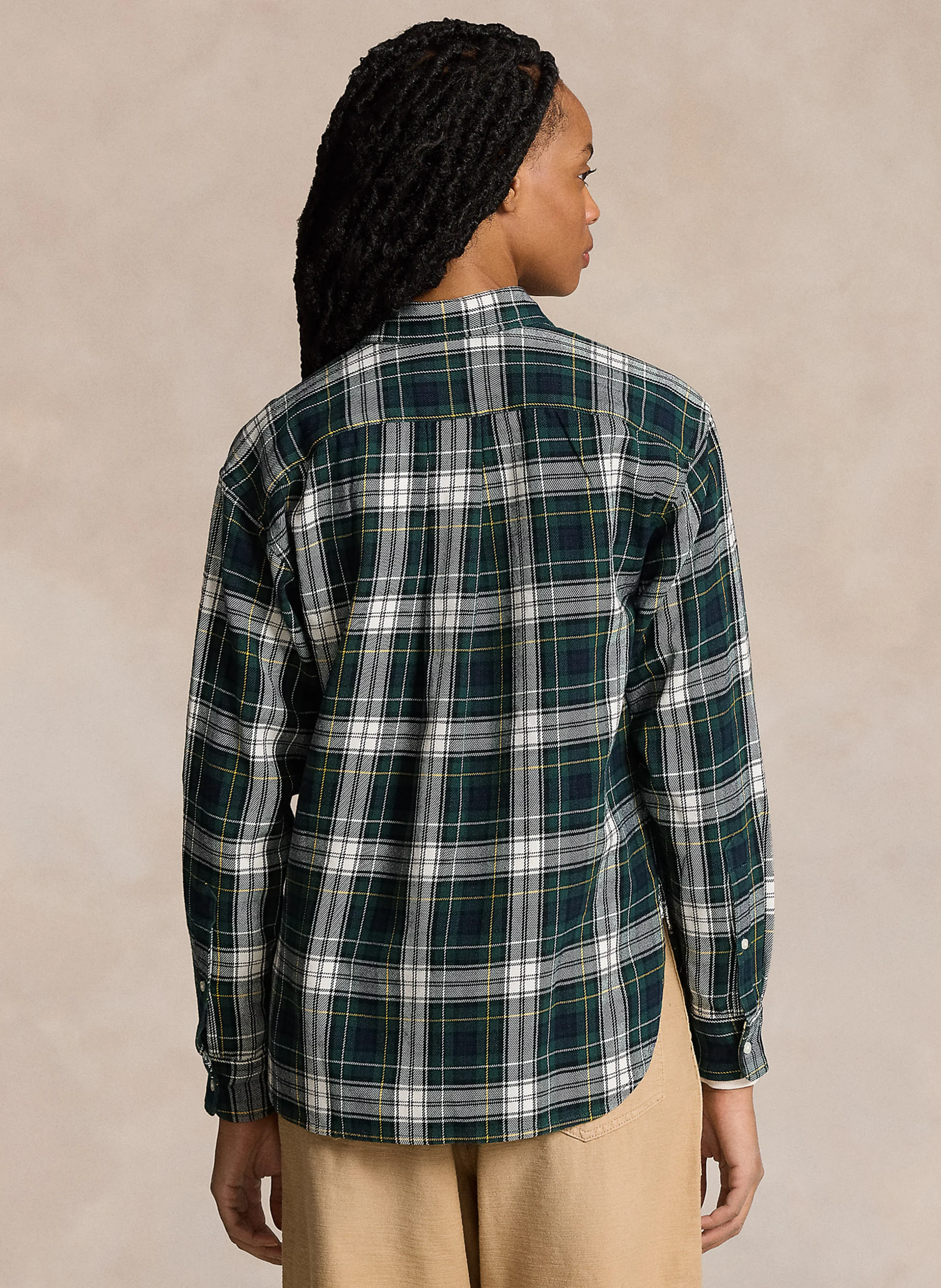 Chemise col classique à carreaux en coton | Bleu