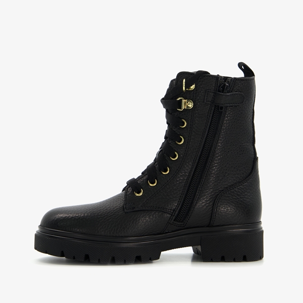 Braqeez leren meisjes veterboots zwart