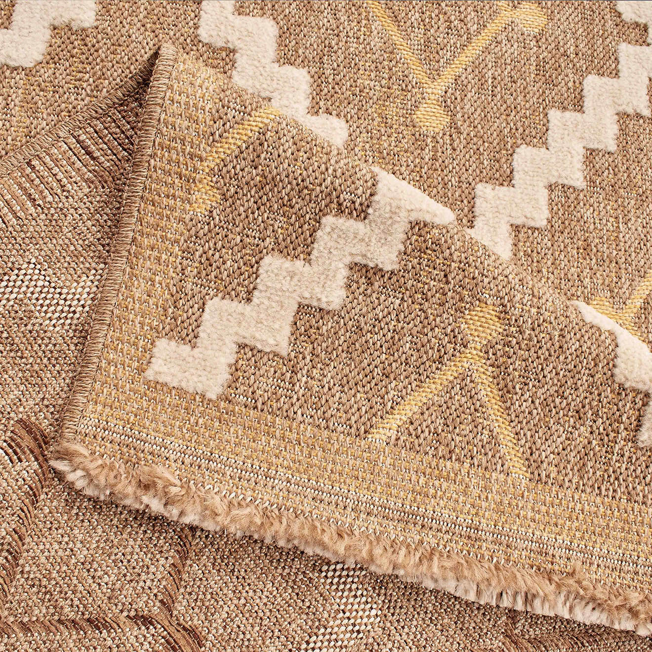 Nazar Rugs Tapis aspect jute TULUM 9041 intérieur & extérieur jaune - 60x180 cm