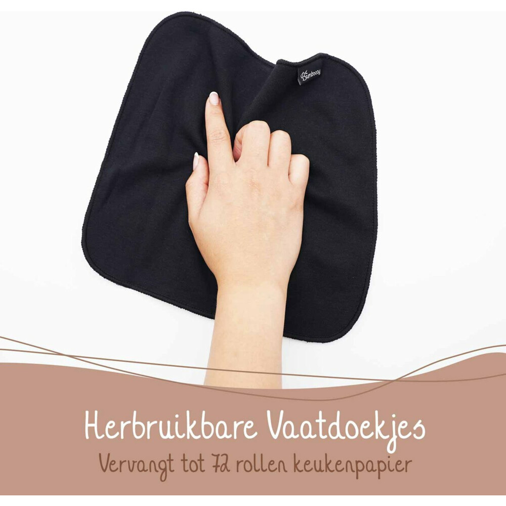 Bamboozy Vaatdoekjes Bamboevezels Zwart3 stuks