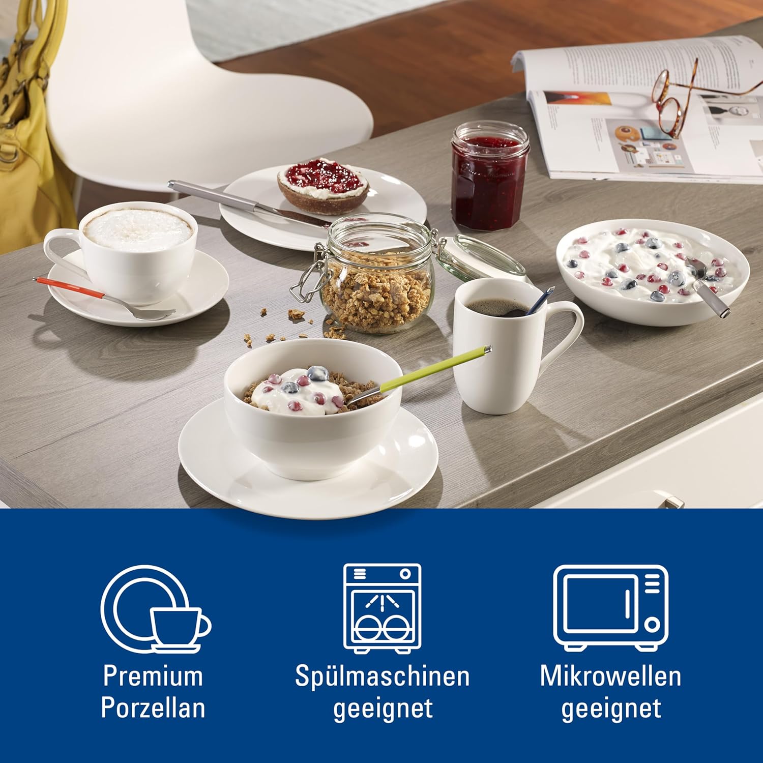 Villeroy & Boch – For Me Starter-Set 16 Teilig Für 4 Personen, Geschirrset Weiß, Kombiservice Weiß, Teller, Tassen, Bowls, Premium Porzellan