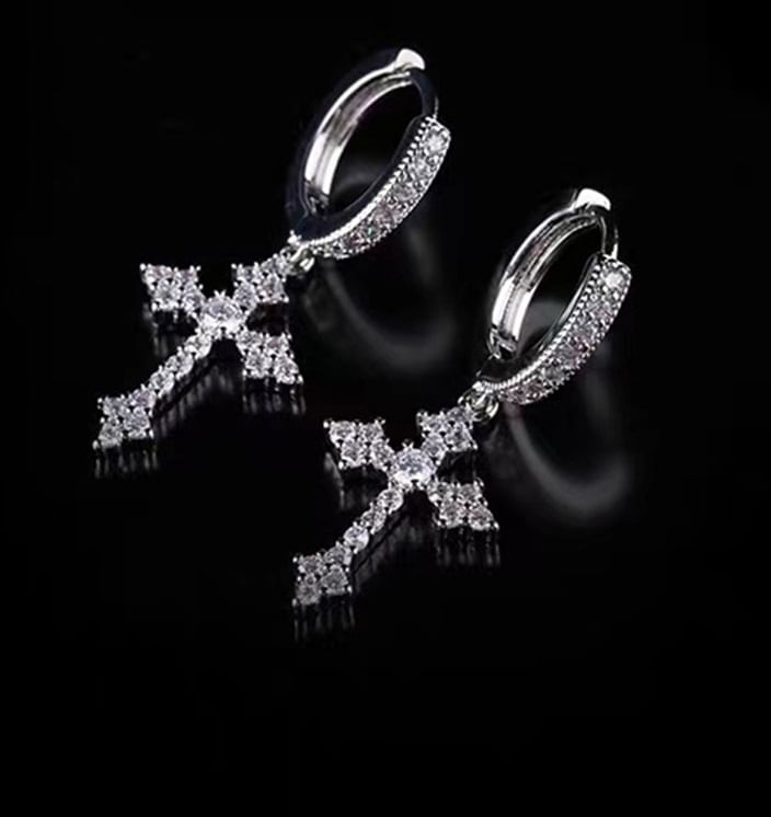 Lilafey - Kruis strass legering druppel oorbel
