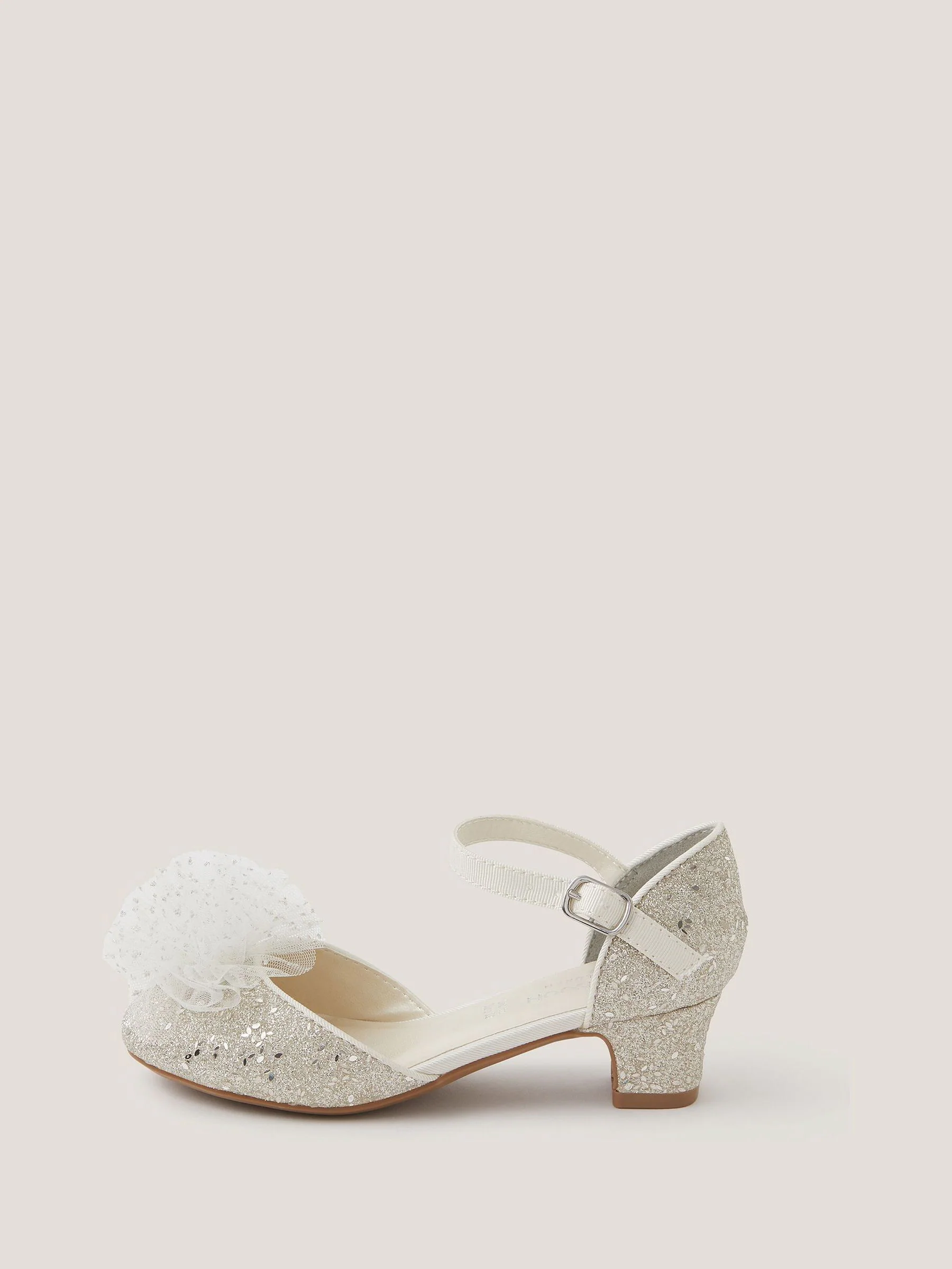Monsoon Tulle Pom Glitter Closed Toe Heels Shoes