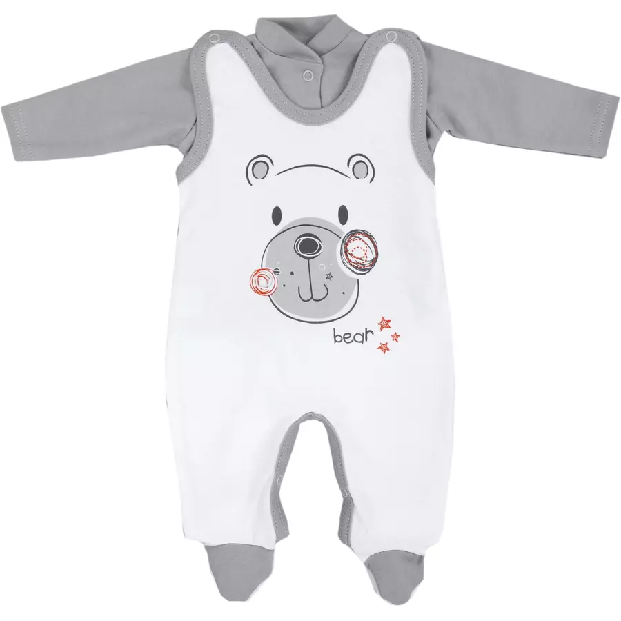 TupTam Baby Unisex Strampler-Set mit Aufdruck Spruch 2-tlg weißgrau