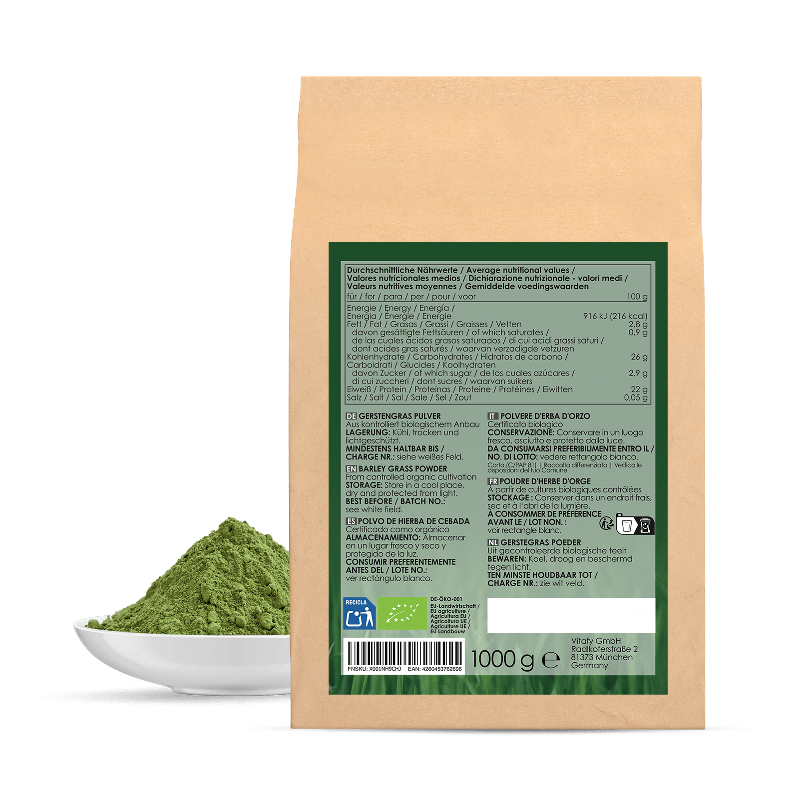 LINEAVI Gerstengraspulver bio (1000g)