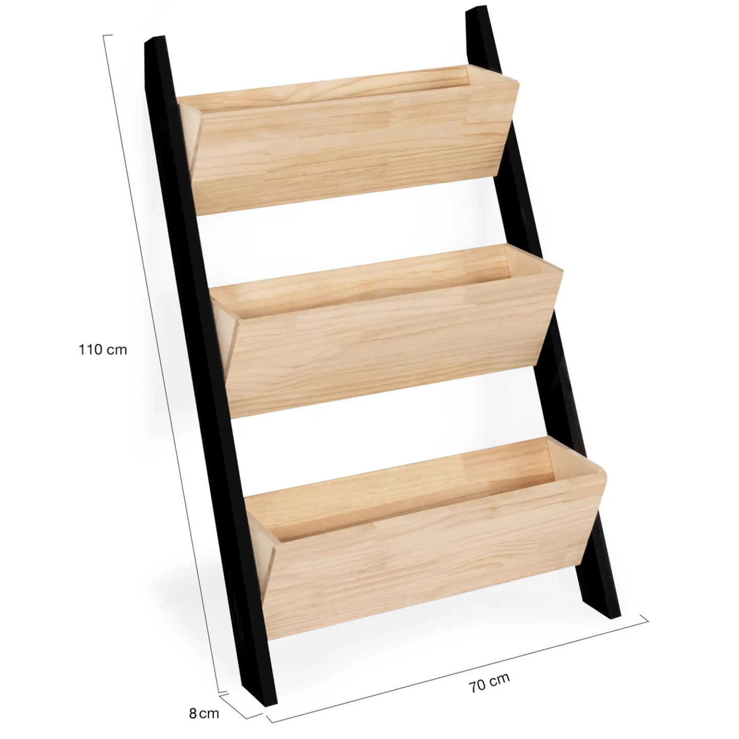 Jardinière échelle FREDDY 110 CM 3 bacs bois et noir potager pour jardin et balcon