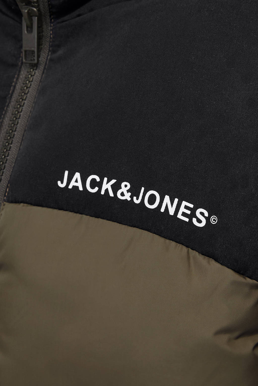 JACK & JONES gewatteerde jas olijfgroen/zwart
