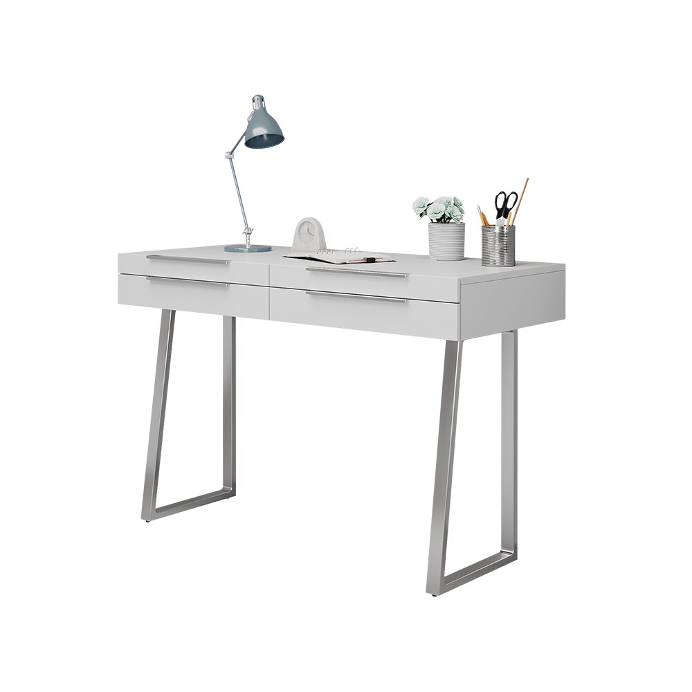 Oskar-Store Schreibtisch Alexia Weiß, 120 x 50 cm, Bürotisch mit Schubladen, modern