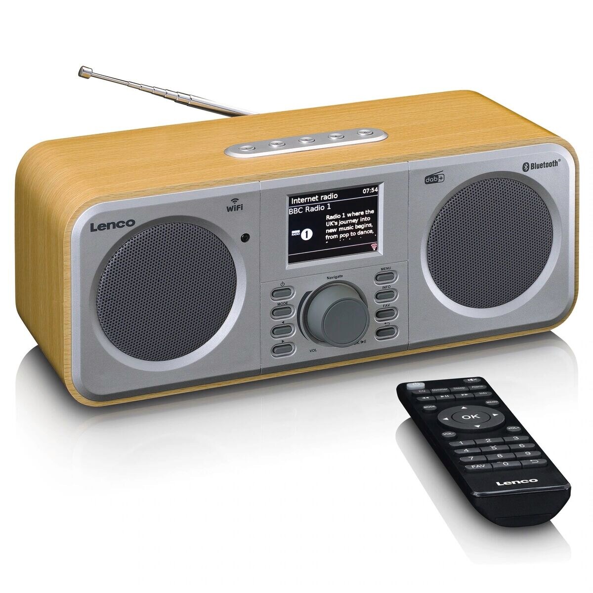 LENCO DIR-141WD Stereo internet Radio mit DAB+, FM, Holz