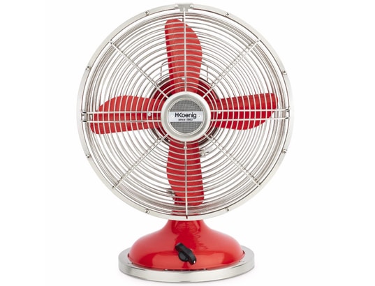 H.KOENIG - Ventilateur de table Ventilateur rouge joe50, ventilateur électrique rétro vintag...