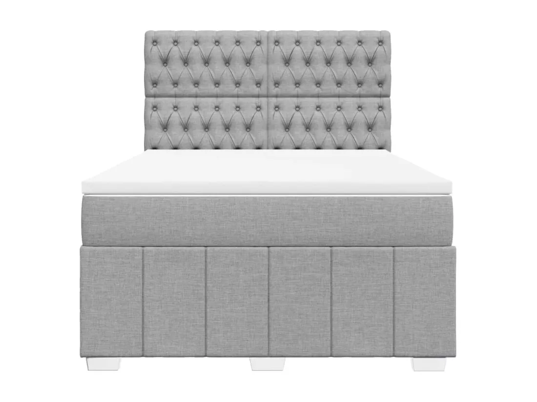 Sommier à lattes de lit avec matelas Gris clair 140x190cm Tissu