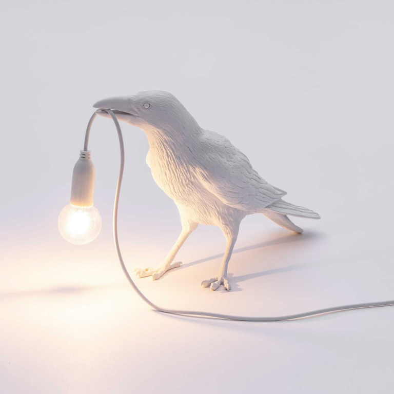 Seletti Bird Waiting tafellamp buiten wit