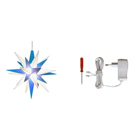 Herrnhuter Sterne Innenstern A1e blau/ weiß (13cm) 1 Stern LED inklusive Netzteil