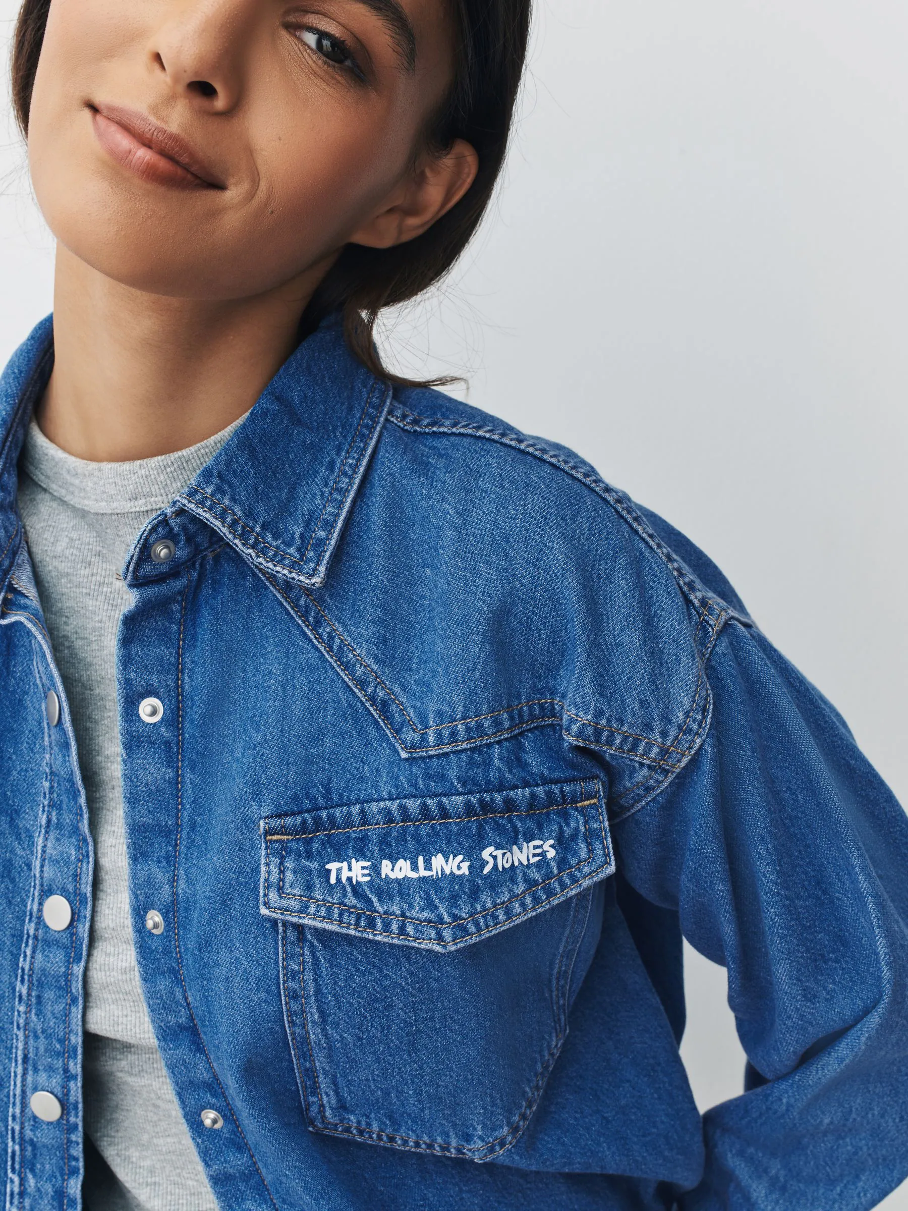 Mid Blue The Rolling Stones License - Oversized denim overhemd