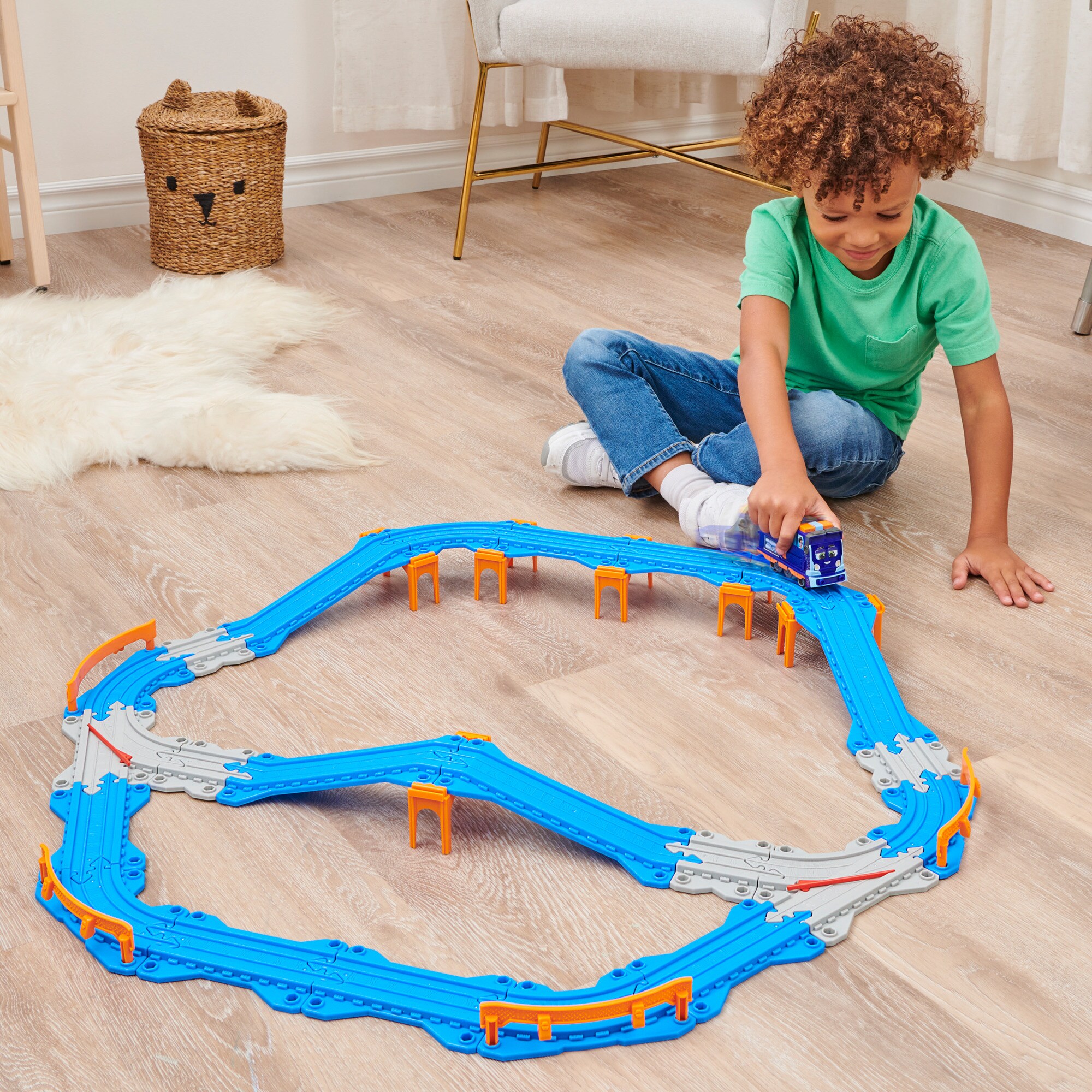 Spin Master Spielfahrzeug Mighty Express Schienen-Set mit Push-and-Go Zug Mechaniker Milo