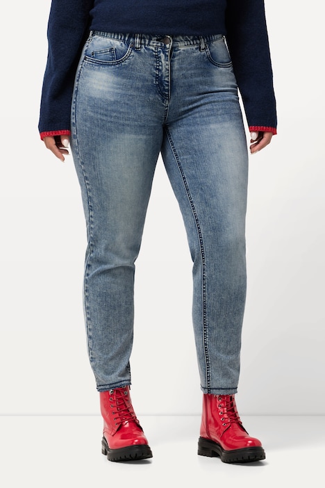 Jeans Sarah, offener Saum, schmales Bein, High Waist