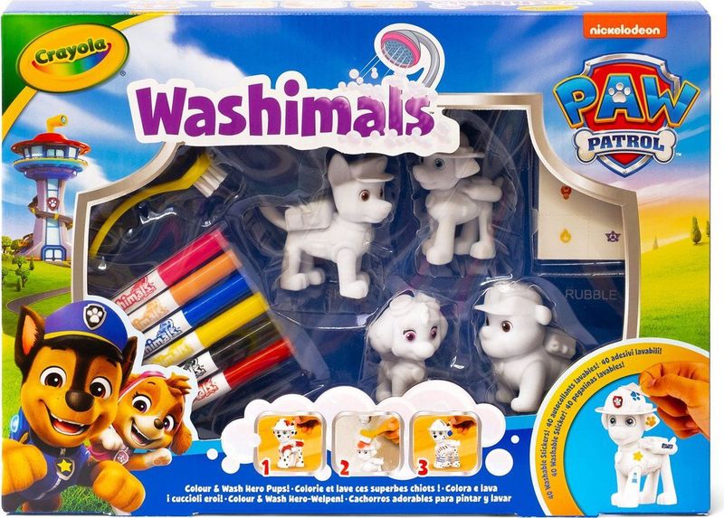 Crayola - Washimals - Wasbare Paw Patrol Figuur - 4 Stuks