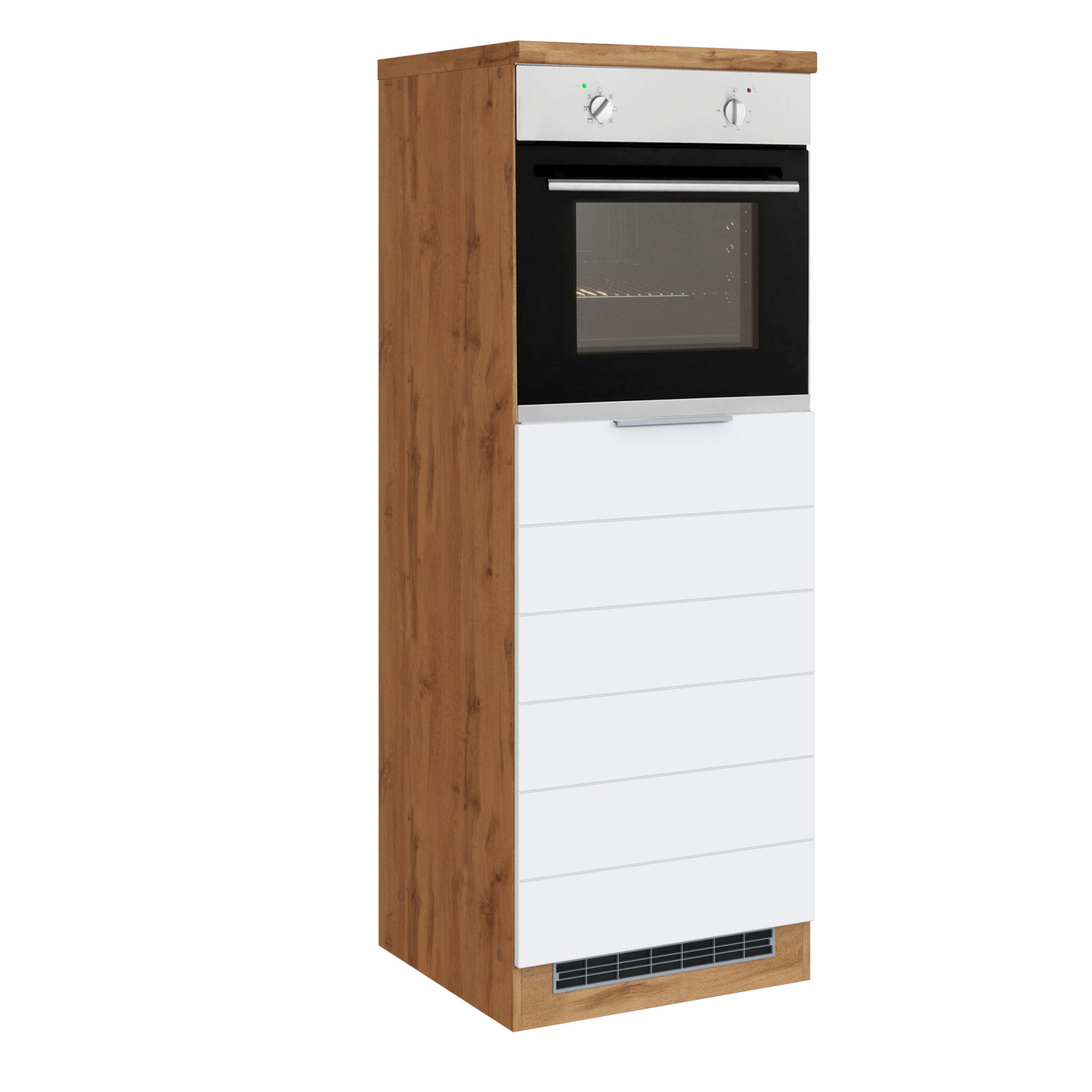 Kühlschrank-Ofenumbauschrank FLORENZ - Wotaneiche-weiß matt