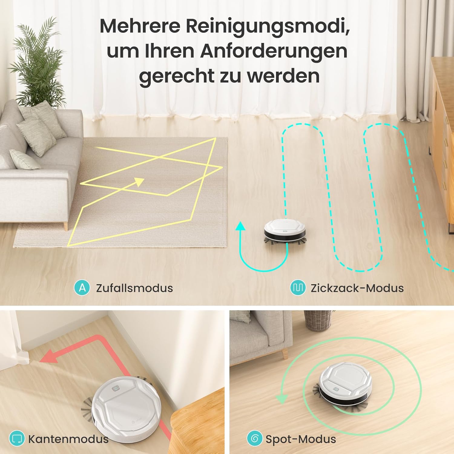 LEFANT M210 Saugroboter mit Fernbedienung, 2200Pa Saugkraft, Superschlank Staubsauger Roboter für Tierhaare, Roboterstaubsauger für Teppich, Kompatibel mit Alexa/WLAN/APP Steuerung, 120 Min Laufzeit