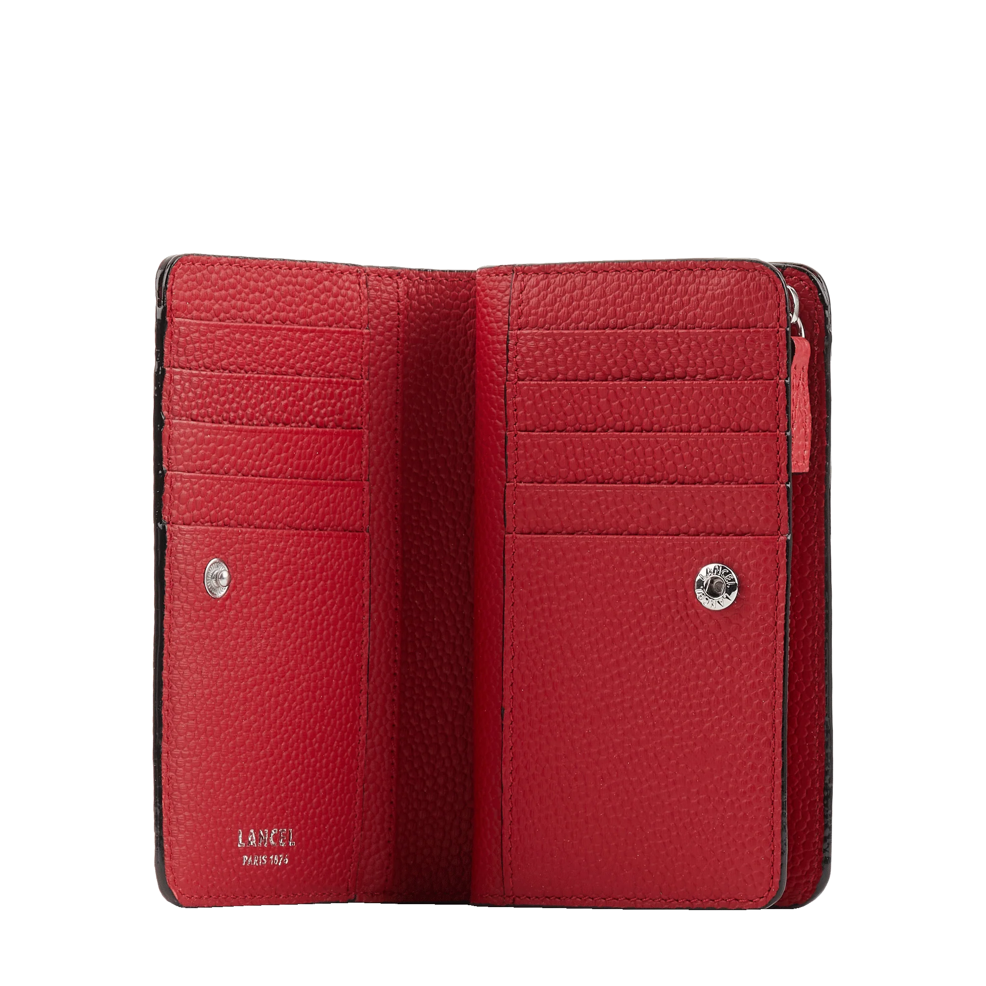 Portefeuille rectangulaire compact zippé Ninon de Lancel-Rouge Lancel