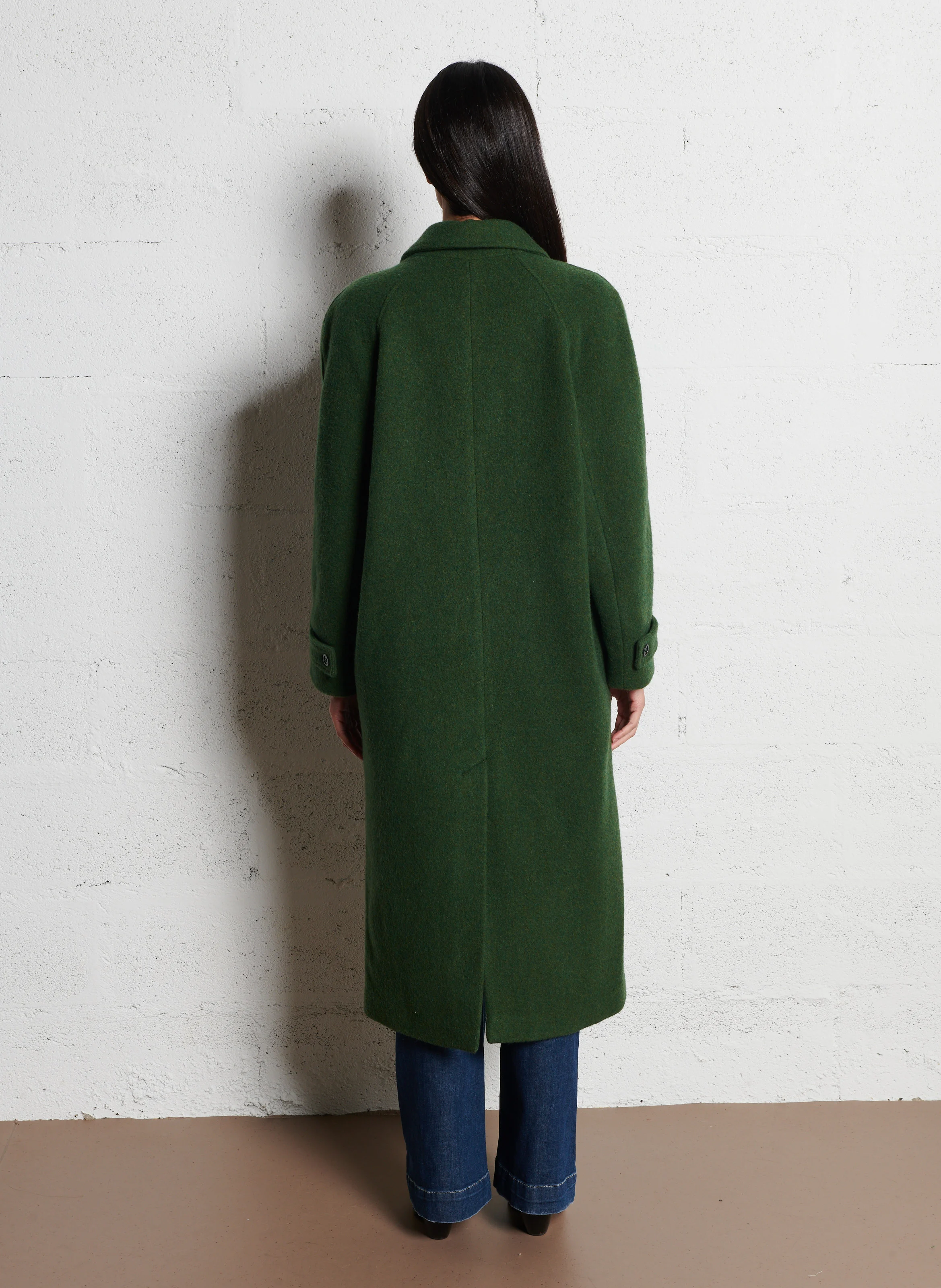 NADABOW - Manteau droit en laine recyclée mélangée | Vert