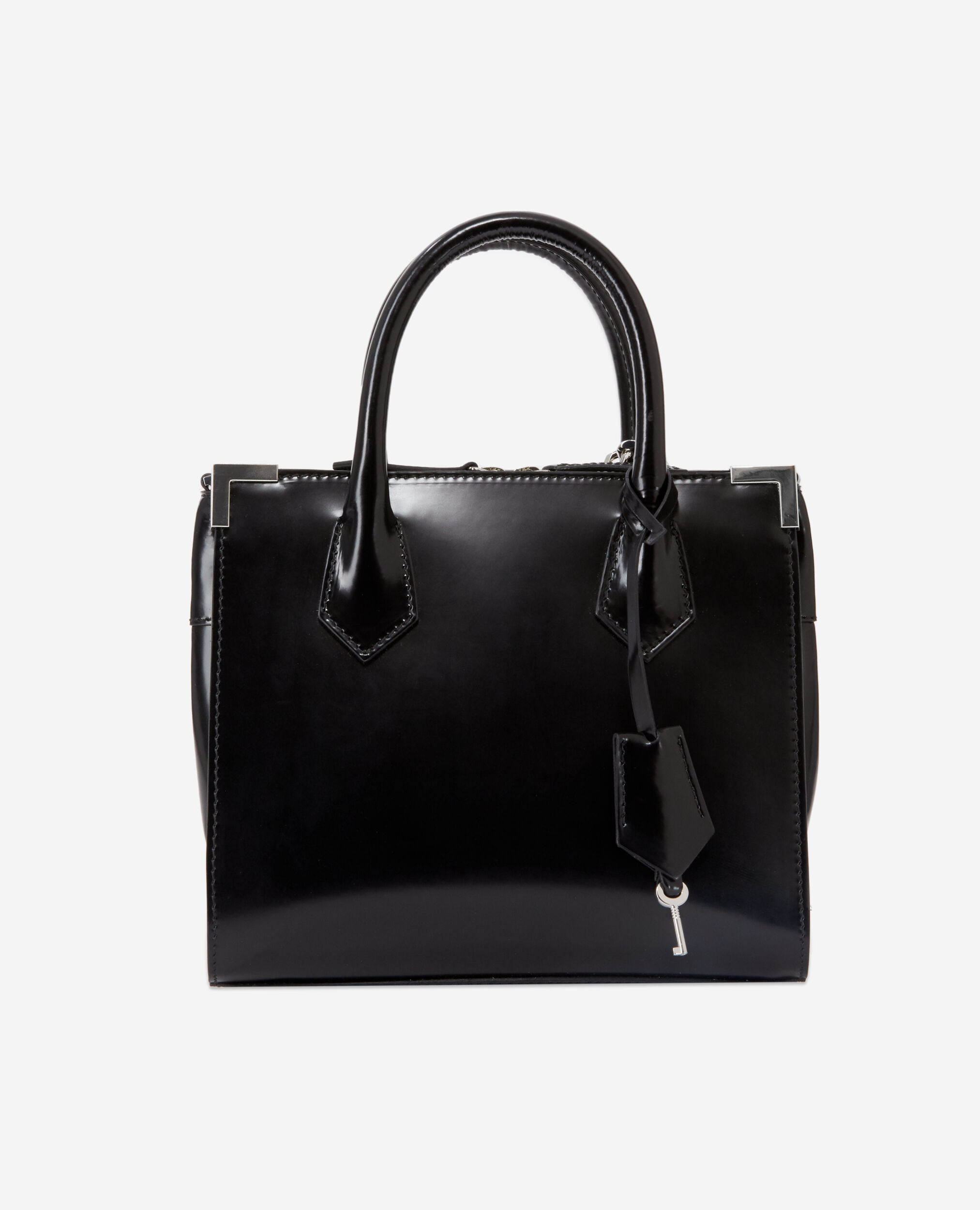 Sac Ming Medium cuir lisse noir verni