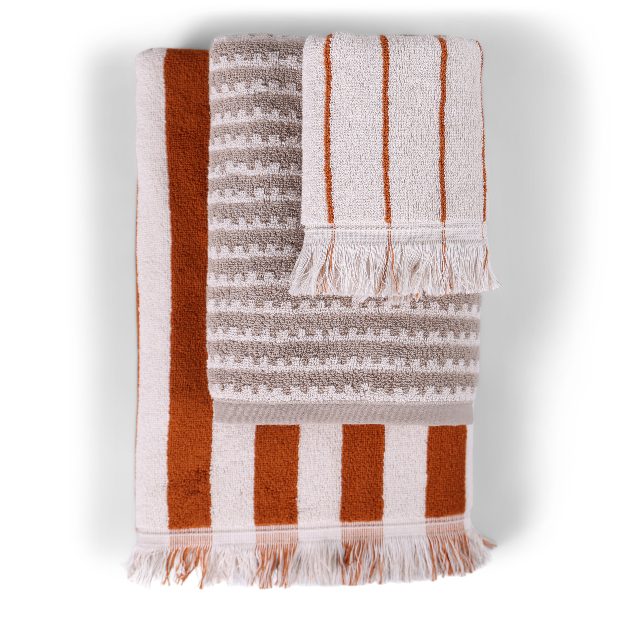 Gastendoek Ellis beige/orange/white 30x50 cm  - set van 6