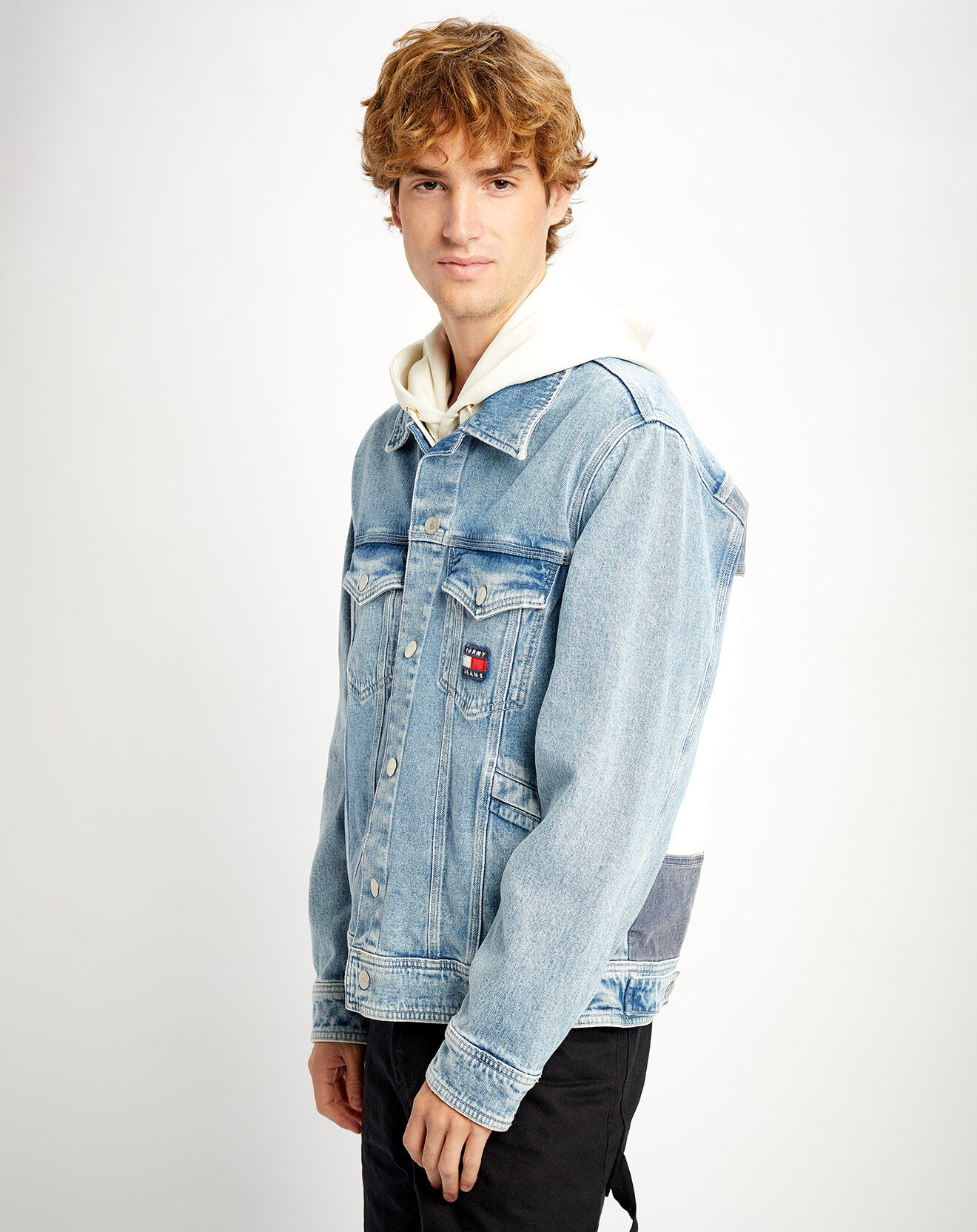 Tommy Jeans Veste en jean oversize Archive drapeau dos bleue