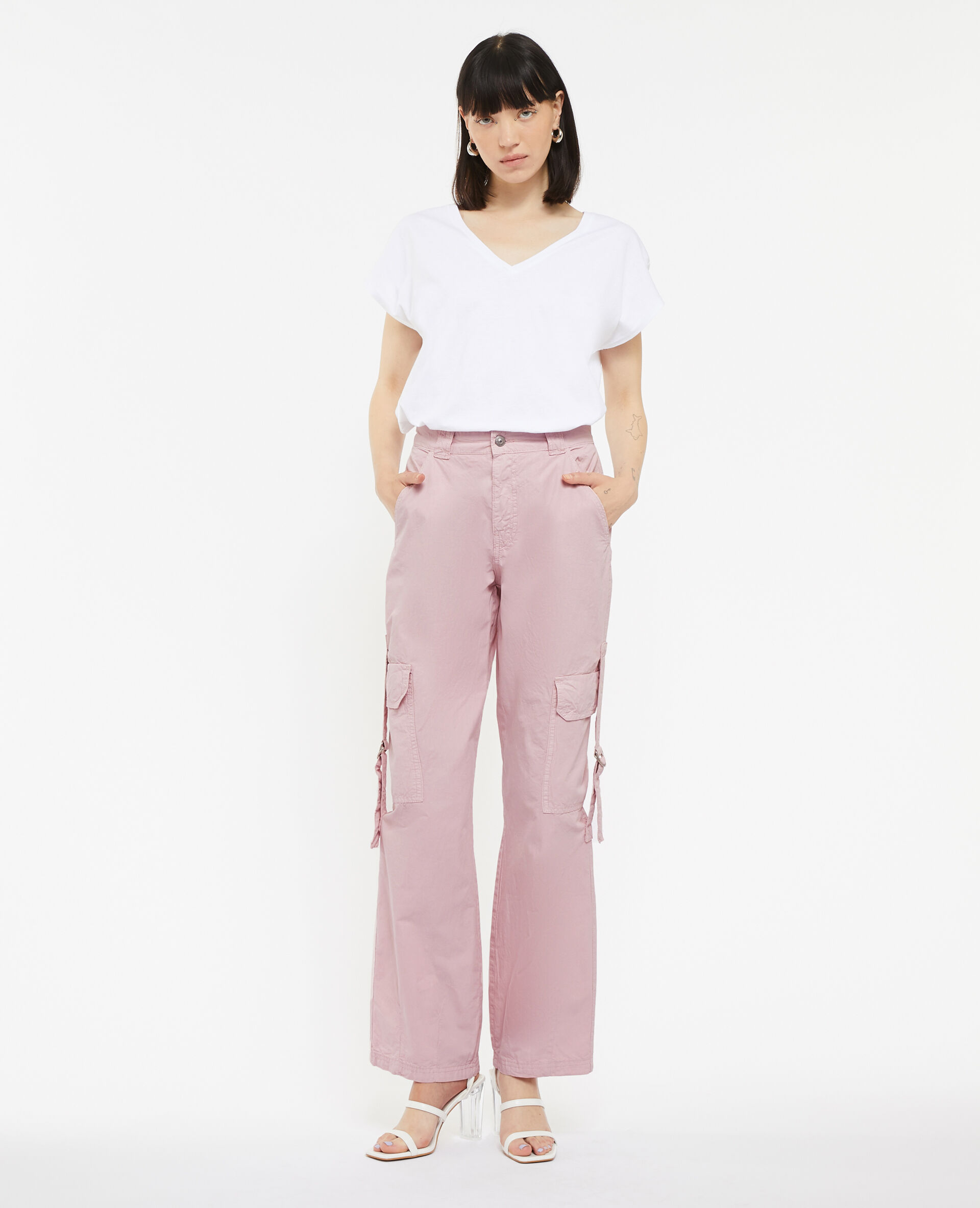 Pantalon cargo en toile légère - Lilas
