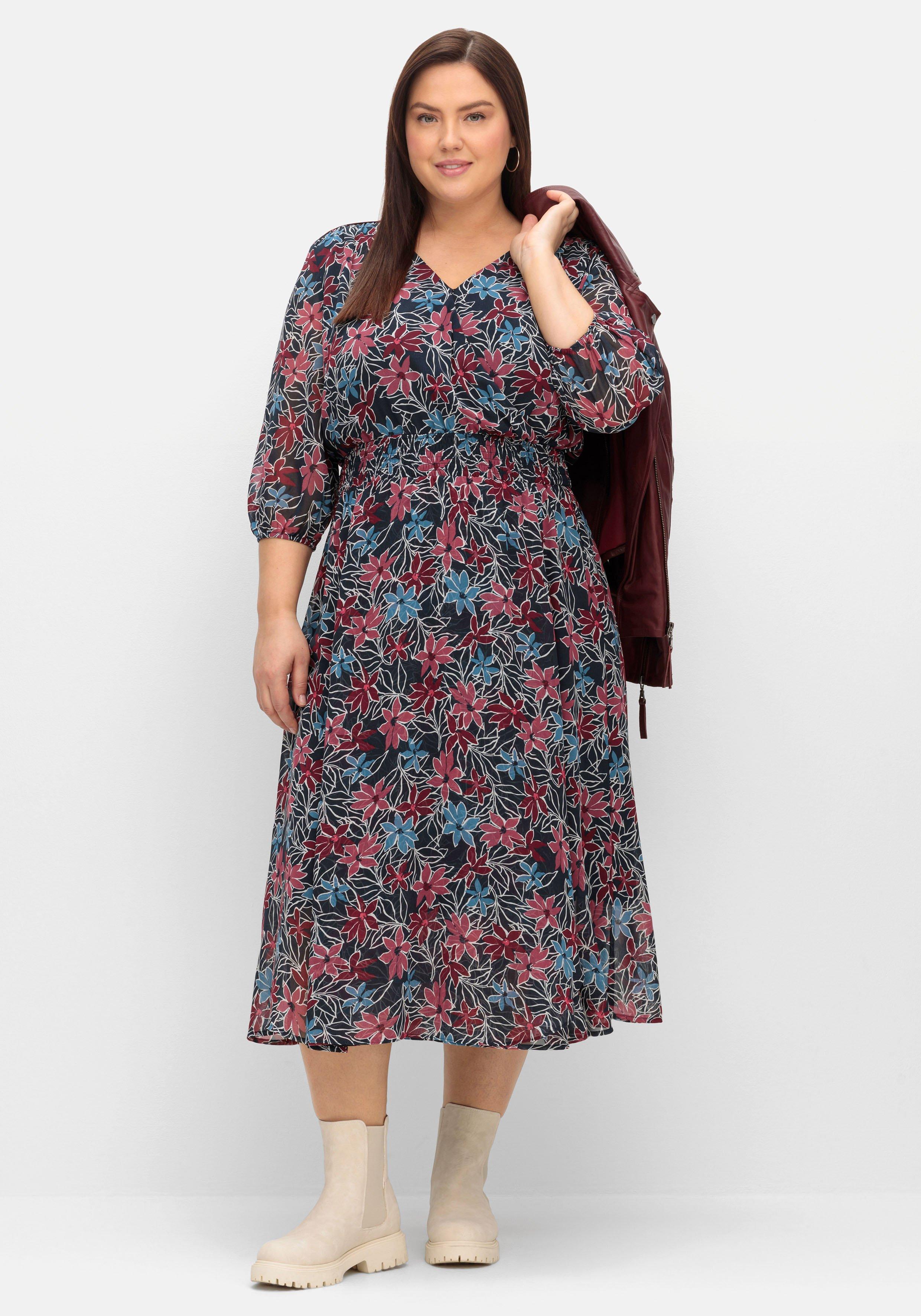 Gefüttertes Chiffonkleid in Wickeloptik