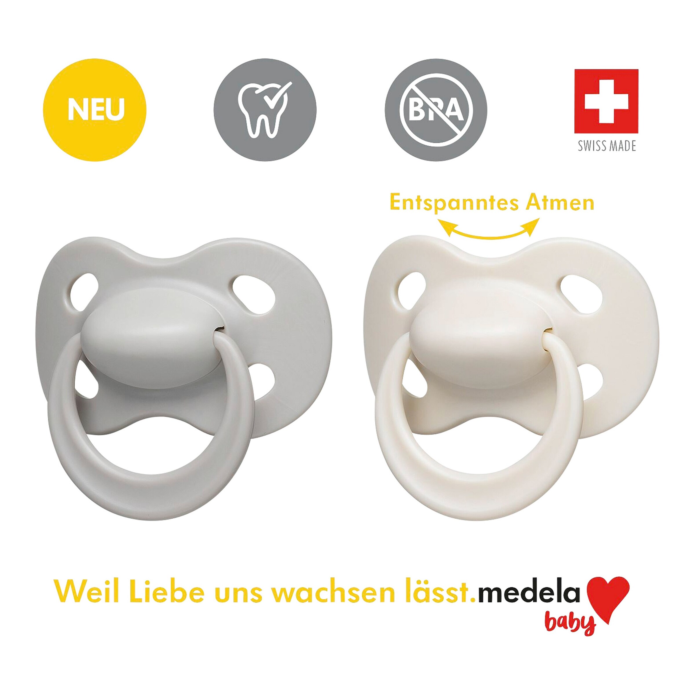 Medela Baby 2er-Pack Schnuller Original 0-6M grau / beige