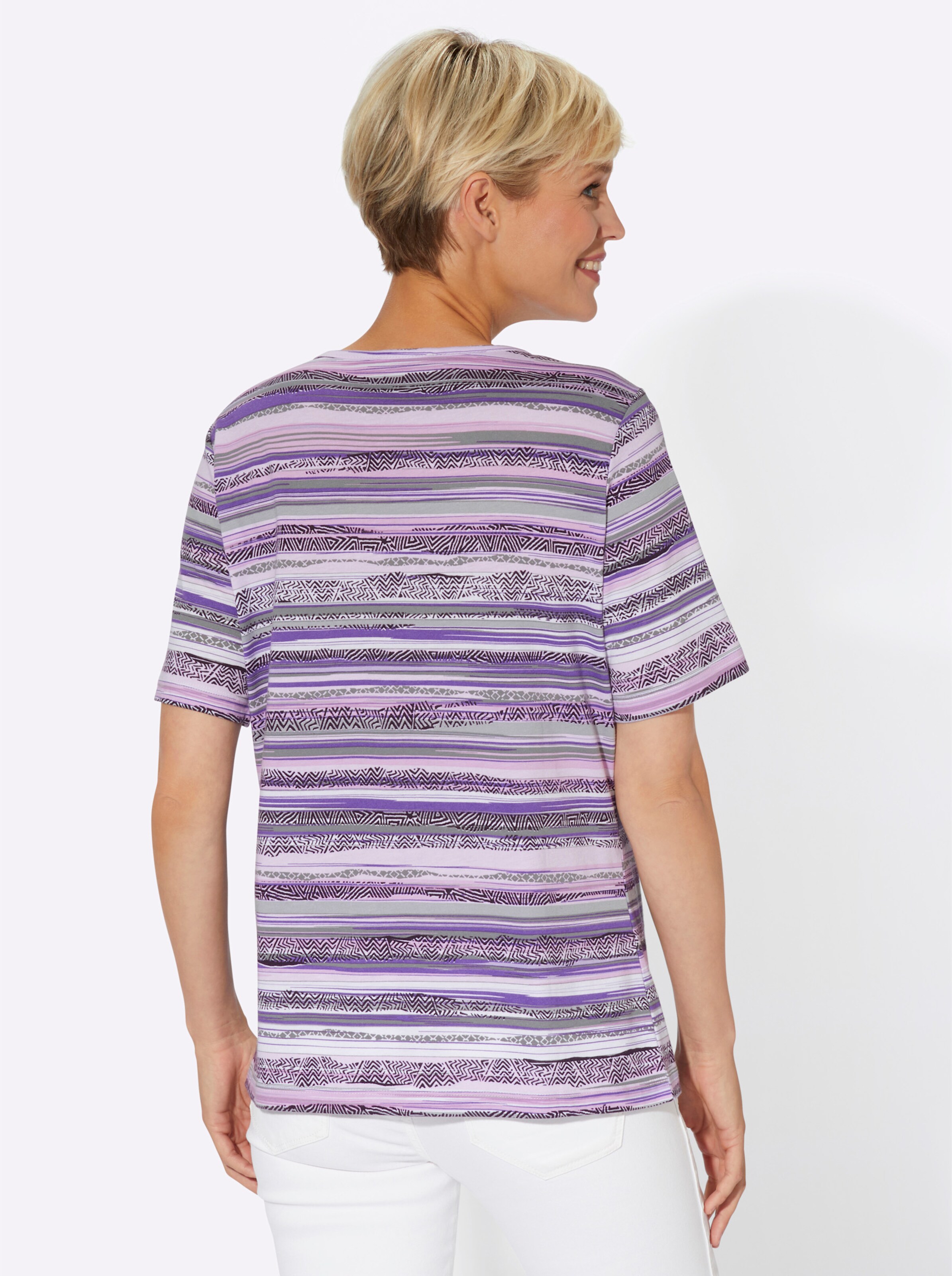 T-Shirt in lila-flieder-gemustert